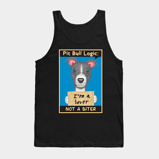 Gray & White Pit Bull holding sign Tank Top by Danny Gordon Art